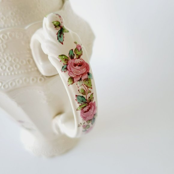 Vintage Spode's Jewel Billingsley Rose Pink Coffee Pot Embossed Lace Pattern - Picture 3 of 12